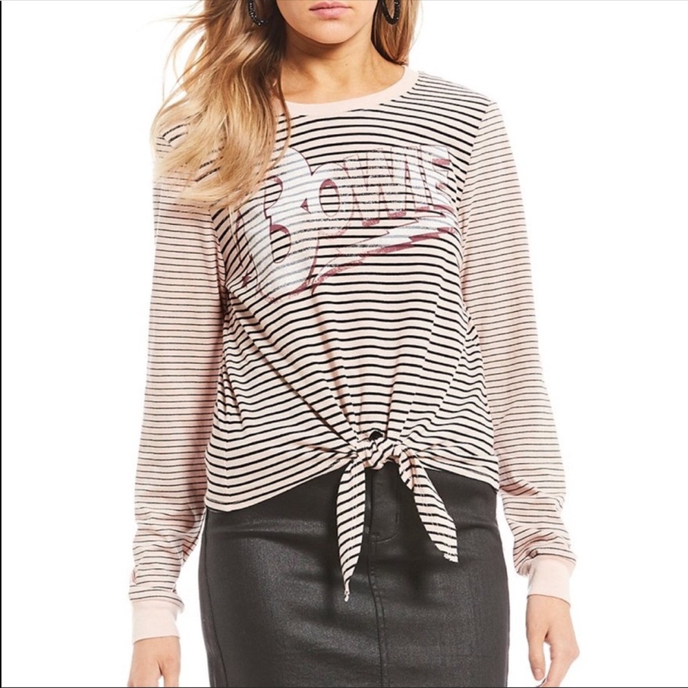 Vinyl Icons “Bowie” Striped Knot Front LS Tee